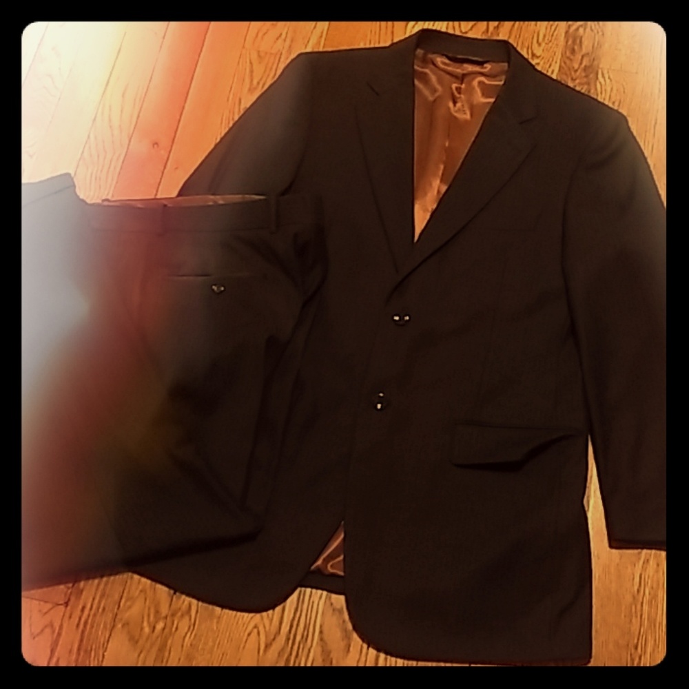 Men's black pinstripe suit
